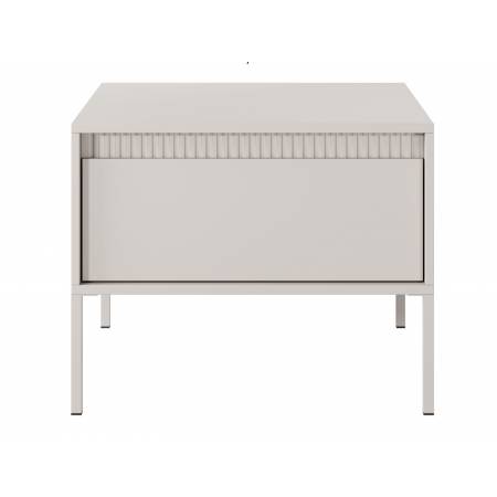 Stolik kawowy szufladą kwadratowy ryflowane fronty SONEO beżowa